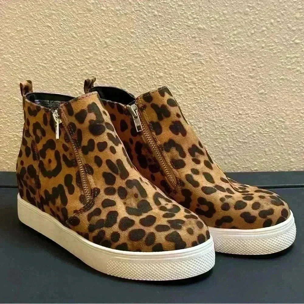 Time and Tru Animal Print High Ankle Boots Size 7.5